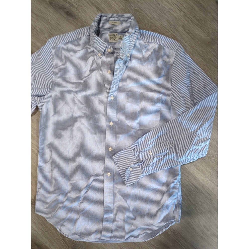 J Crew Classic Men's Small Blue White Striped Shirt